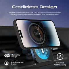 A Photo Of Promate LucidMount-15 15W MagSafe Transparent Car Wireless Charger | High-Speed Charging with Cradleless Design