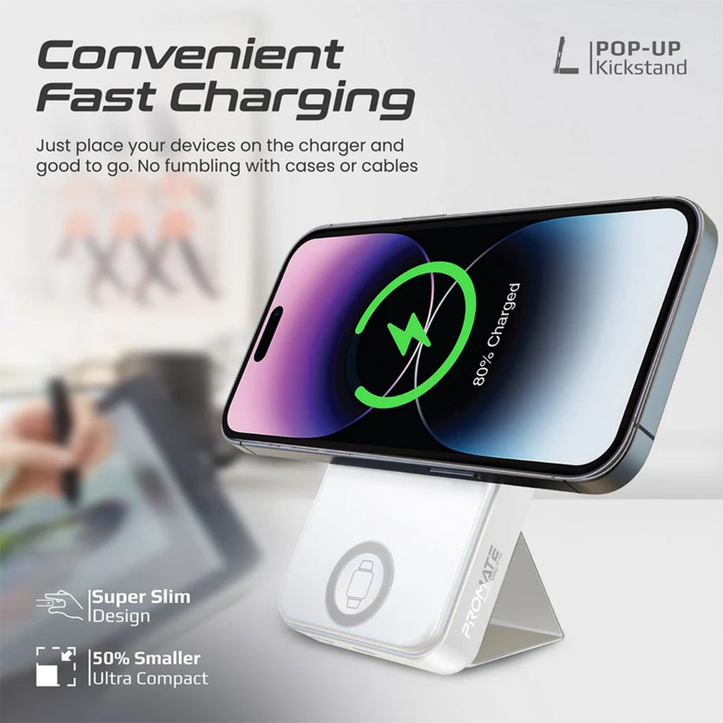 A Photo Of Promate PowerMag-Trio - SuperCharge MagSafe Compatible & Apple Watch Wireless Charging Power Bank