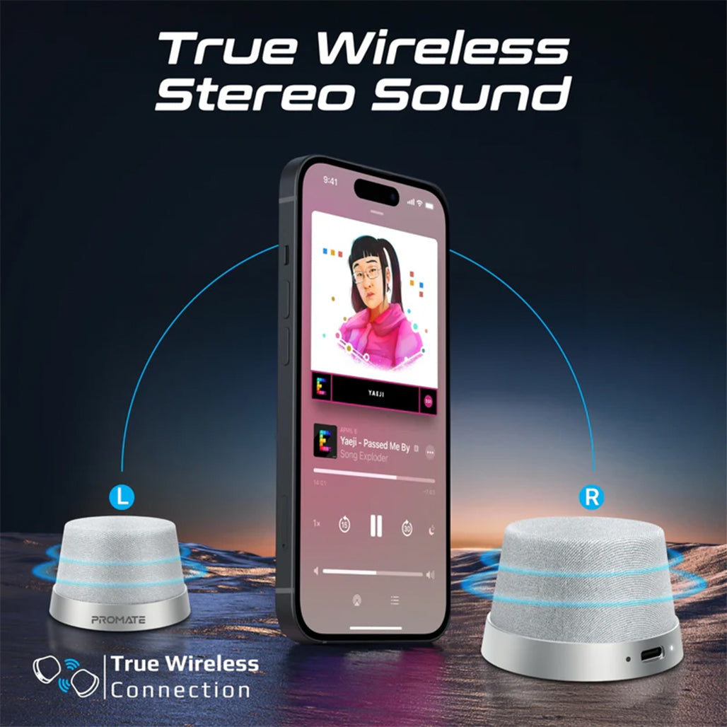 A Photo Of Promate Punch Mini - Bluetooth Speaker with MagSafe Compatibility