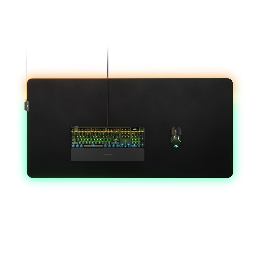 A Photo Of SteelSeries QcK Prism Cloth – RGB Gaming Mousepad with Micro-Woven Surface & Dynamic Lighting