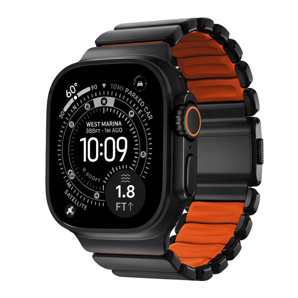 A Photo Of Redefine Magnetic Stainless Steel & Silicone Rugged Band for Apple Watch 44–49 mm