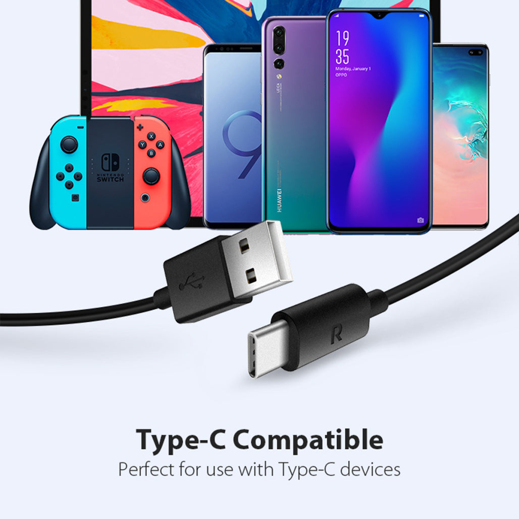 A Photo Of RAVPower RP-CB044 USB-A to USB-C Cable – 60W Fast Charging, 1M TPE Cord for iPhone 16, Galaxy S23, Pixel & More
