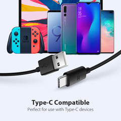 A Photo Of RAVPower RP-CB044 USB-A to USB-C Cable – 60W Fast Charging, 1M TPE Cord for iPhone 16, Galaxy S23, Pixel & More