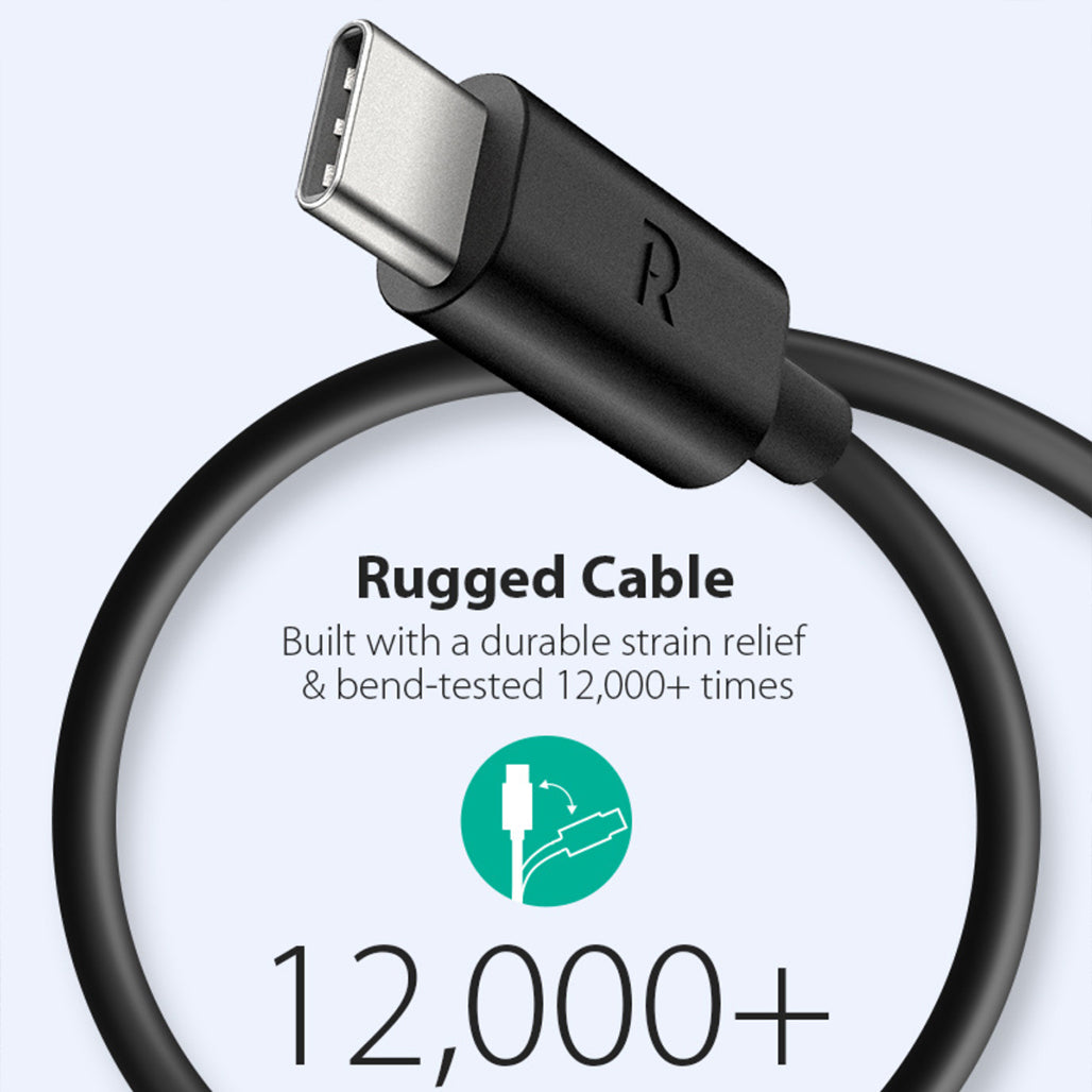 A Photo Of RAVPower RP-CB044 USB-A to USB-C Cable – 60W Fast Charging, 1M TPE Cord for iPhone 16, Galaxy S23, Pixel & More