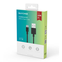 A Photo Of RAVPower RP-CB044 USB-A to USB-C Cable – 60W Fast Charging, 1M TPE Cord for iPhone 16, Galaxy S23, Pixel & More