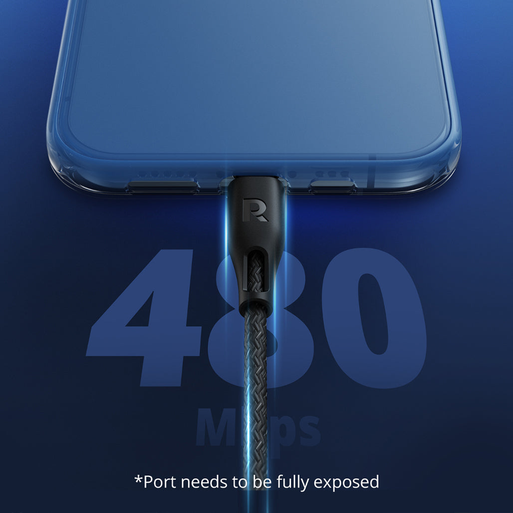 A Photo Of RAVPower USB-A to Lightning Cable MFi Certified – 2M Nylon Braided, 27W Fast Charging & 480Mbps Sync for iPhone, iPad, AirPods