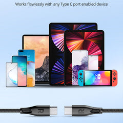 A Photo Of RAVPower USB-C to USB-C 60W Fast Charging Cable – Nylon Braided USB Type-C Cable for iPhone 16, Samsung S24, iPad Pro, Pixel 8