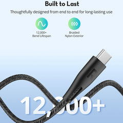 A Photo Of RAVPower USB-C to USB-C 60W Fast Charging Cable – Nylon Braided USB Type-C Cable for iPhone 16, Samsung S24, iPad Pro, Pixel 8
