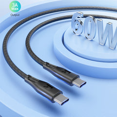 A Photo Of RAVPower USB-C to USB-C 60W Fast Charging Cable – Nylon Braided USB Type-C Cable for iPhone 16, Samsung S24, iPad Pro, Pixel 8