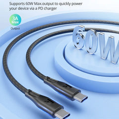 A Photo Of RAVPower 60W USB-C to USB-C Fast Charging Cable – 2M Nylon Braided Cord for iPhone 16, iPad Pro, Galaxy S24 Ultra, Pixel 8 Pro & More