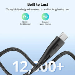 A Photo Of RAVPower 60W USB-C to USB-C Fast Charging Cable – 2M Nylon Braided Cord for iPhone 16, iPad Pro, Galaxy S24 Ultra, Pixel 8 Pro & More