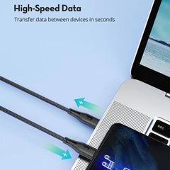 A Photo Of RAVPower 60W USB-C to USB-C Fast Charging Cable – 2M Nylon Braided Cord for iPhone 16, iPad Pro, Galaxy S24 Ultra, Pixel 8 Pro & More