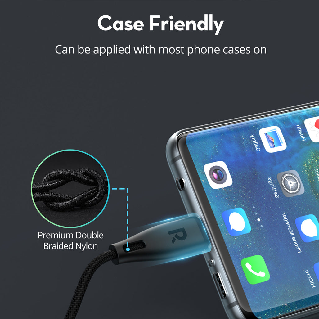 A Photo Of RAVPower RP-CB1037 USB-C to USB-C Charging Cable – 60W Fast Charging, 1.2M Ultra-Durable Nylon Braided Cable with CNC Metal Connectors
