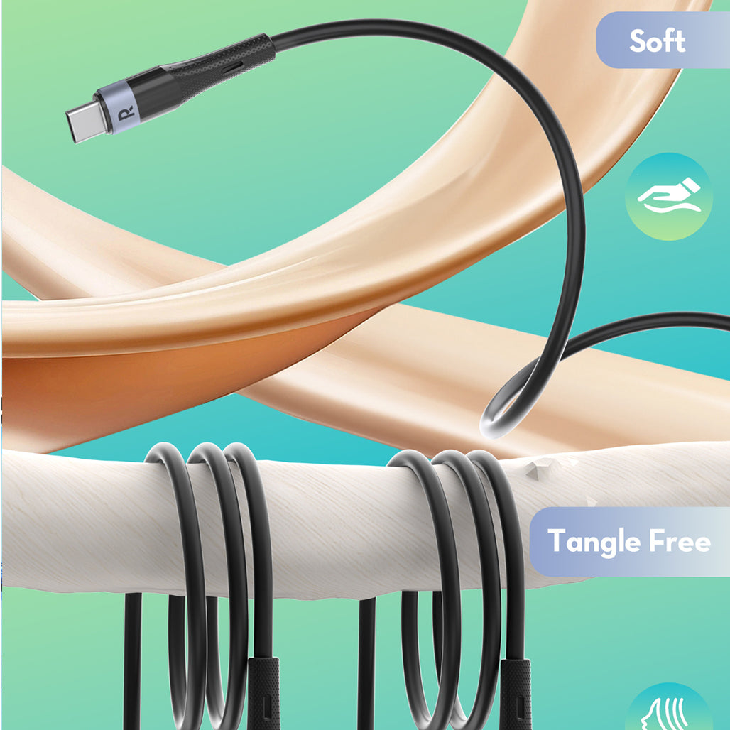 A Photo Of RAVPower RP-CB1038 BK USB-C to USB-C Cable 60W – 1M Fast Charging Liquid Silicone Cord, Ultra-Durable 20,000+ Bends
