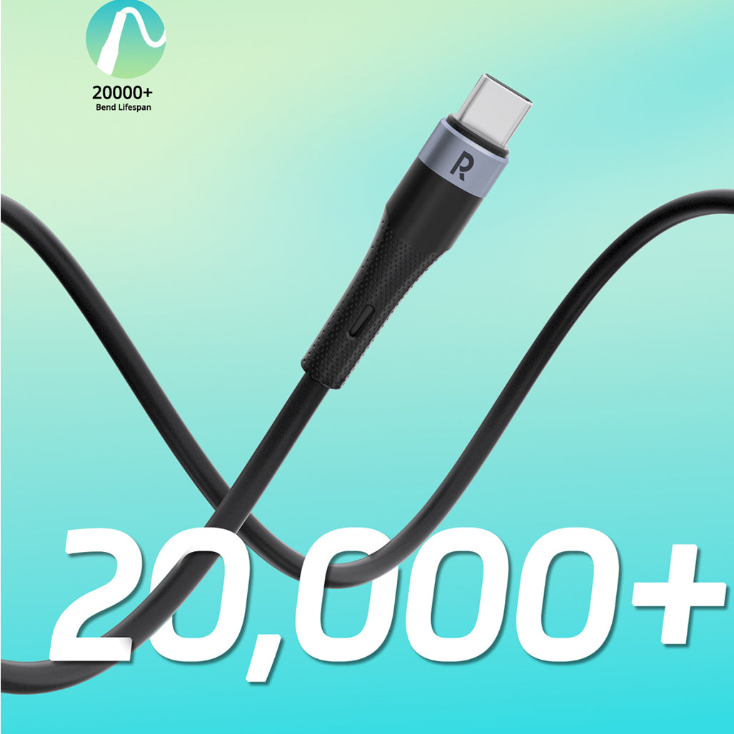 A Photo Of RAVPower RP-CB1038 BK USB-C to USB-C Cable 60W – 1M Fast Charging Liquid Silicone Cord, Ultra-Durable 20,000+ Bends