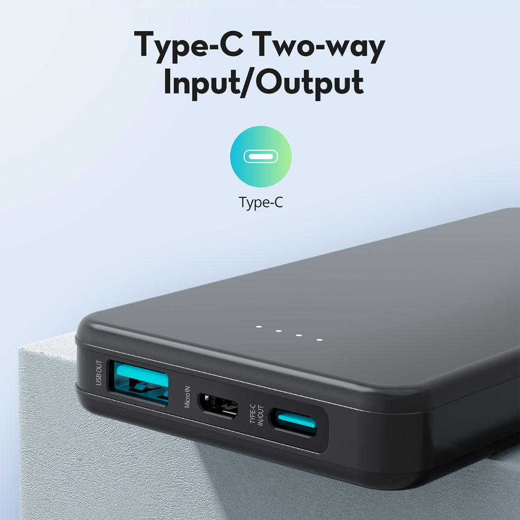 A Photo Of RAVPower RP-PB1215 10,000mAh USB-C Power Bank – Compact Fast Charger with Dual Input & Output for iPhone, Samsung & Tablets