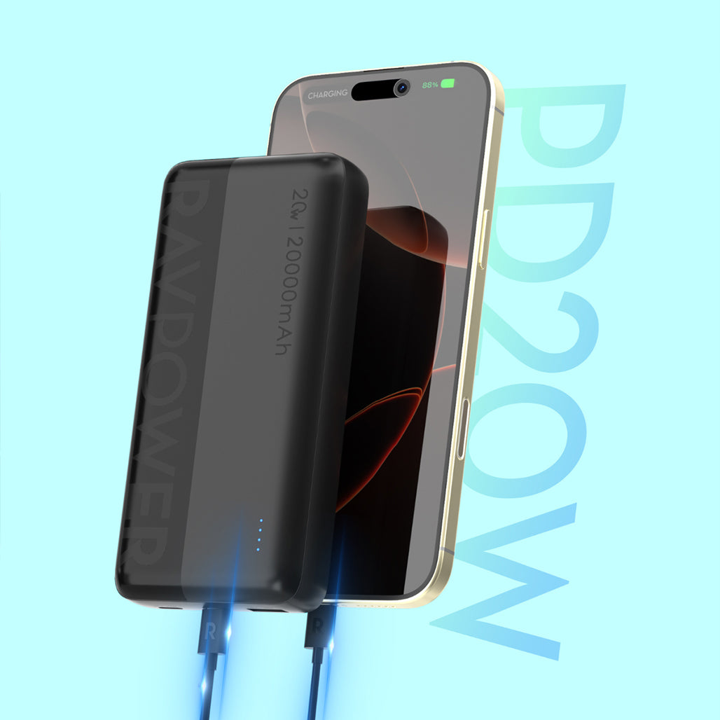 A Photo Of RAVPower RP-PB1229 20000mAh USB-C Power Bank – 22.5W Fast Charging, 20W PD, Triple Port, Portable Charger for iPhone, Samsung, iPad