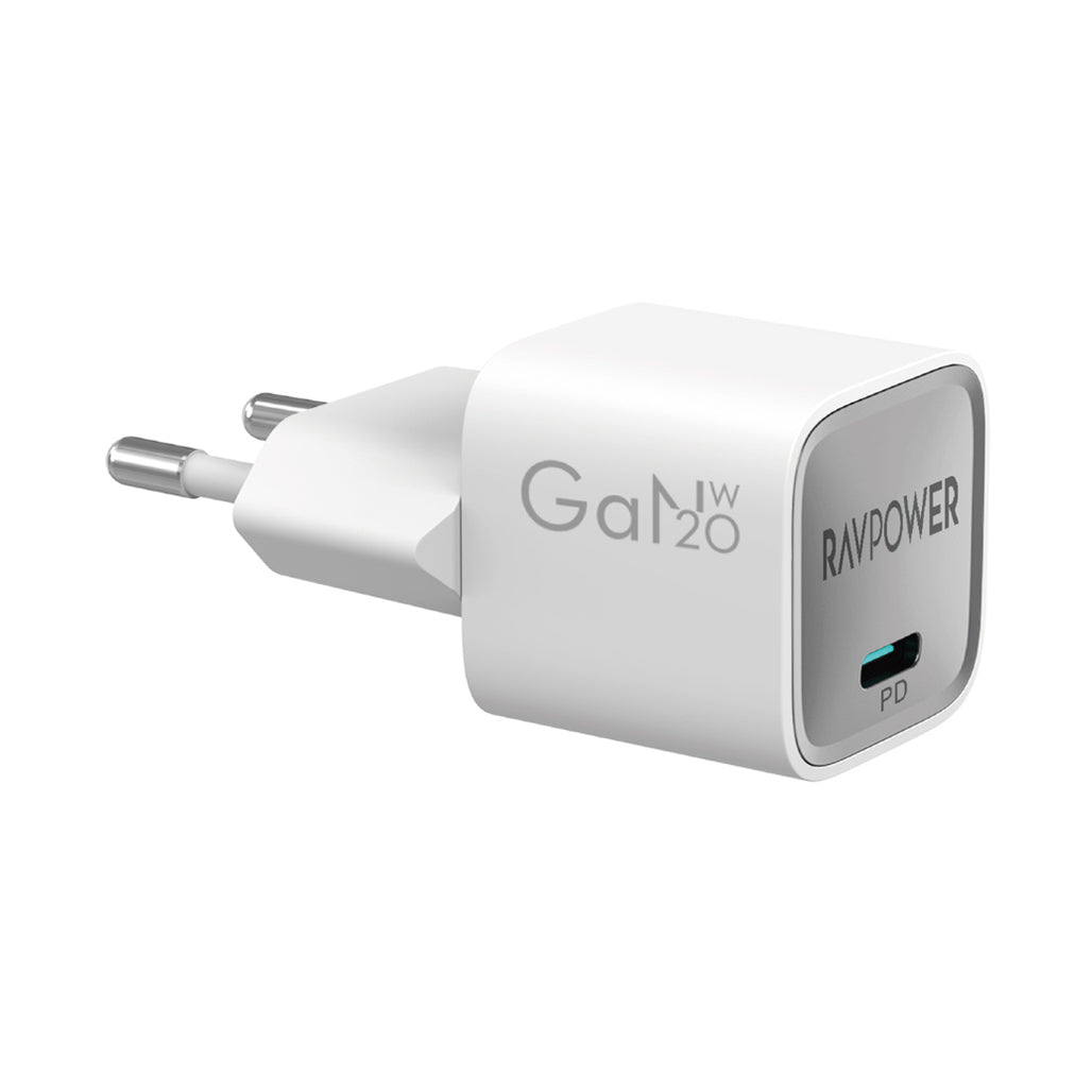 A Photo Of RAVPower RP-PC1055 20W USB-C GaN Wall Charger – PD 3.0 Fast Charging, Ultra-Compact, EU Plug | Compatible with Lebanon Power Outlets