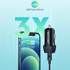 A Photo Of RAVPower RP-VC1017 USB-C Car Charger – 20W PD Fast Charging, Compact & Affordable