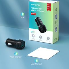 A Photo Of RAVPower RP-VC1017 USB-C Car Charger – 20W PD Fast Charging, Compact & Affordable