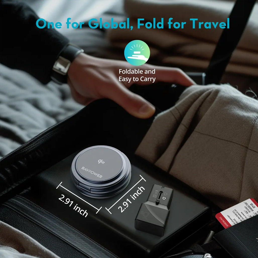 A Photo Of RAVPower 3-in-1 MagSafe Wireless Charging Station – Qi2 & MFM Certified Foldable Stand for iPhone, Apple Watch & AirPods (Titanium Gray)