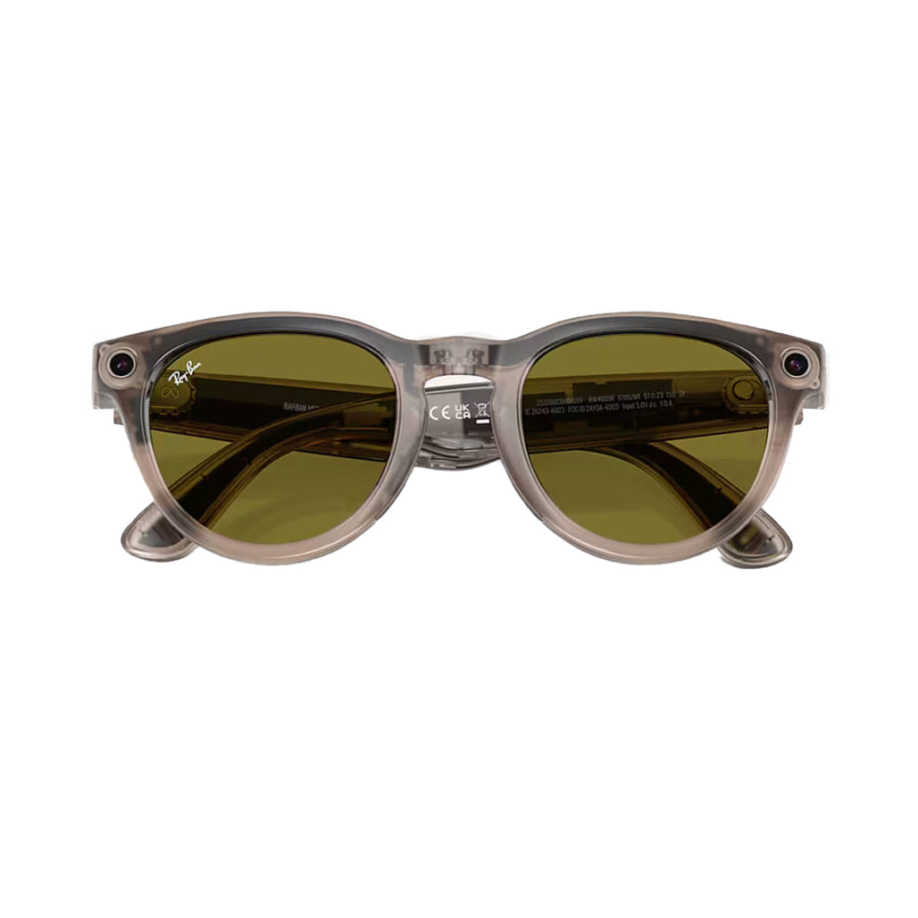 A Photo Of Ray-Ban Meta Headliner RW4009F Smart Glasses –  Shiny Warm Stone/Dark Green