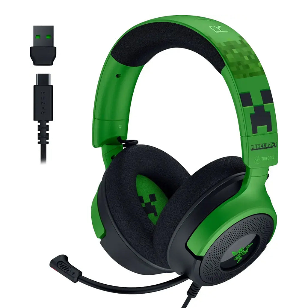 A Photo Of Razer Kraken V4 X Minecraft Edition Wired Gaming Headset with RGB