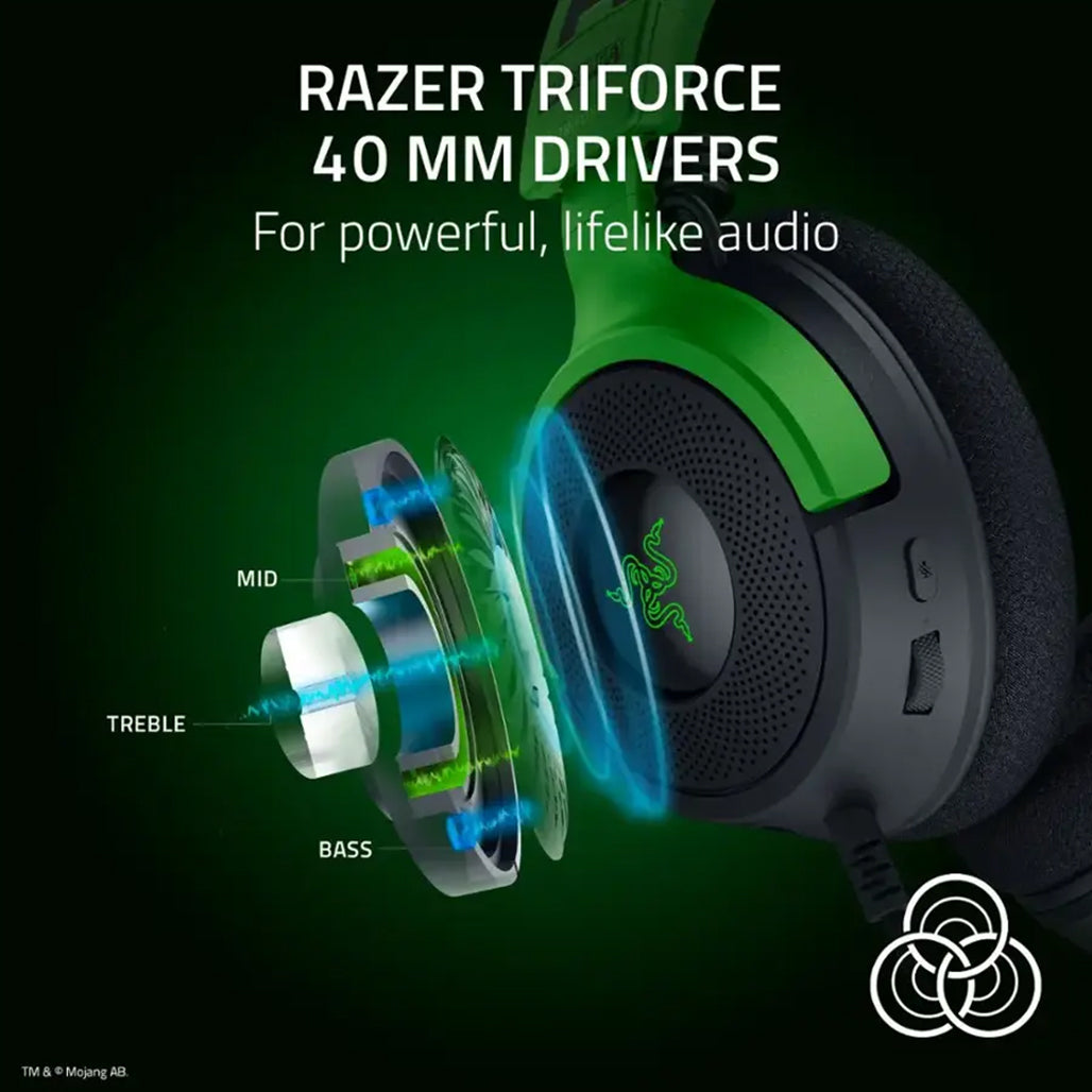 A Photo Of Razer Kraken V4 X Minecraft Edition Wired Gaming Headset with RGB