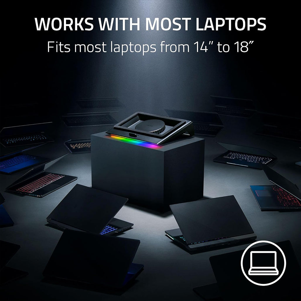A Photo Of Razer Laptop Cooling Pad – Smart RGB Cooling Stand for 14” to 18” Gaming Laptops