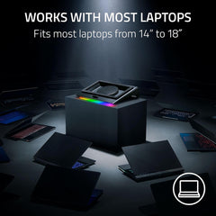 A Photo Of Razer Laptop Cooling Pad – Smart RGB Cooling Stand for 14” to 18” Gaming Laptops