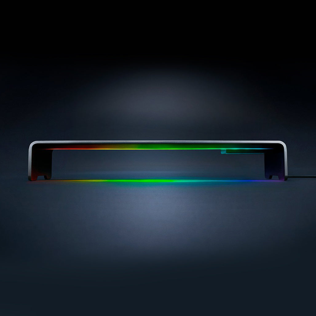 A Photo Of Razer Monitor Stand Chroma – RGB Monitor Riser with USB-C Hub & Aluminum Desk Organizer