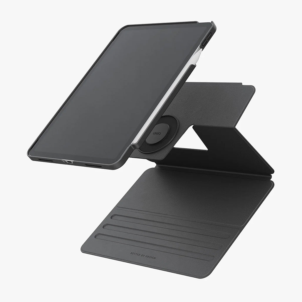 A Photo Of UNIQ Rovus SnapMount Magnetic iPad Air M2, M3 - Case with Stand & Apple Pencil Holder