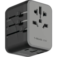 A Photo Of Momax 1-World 20W 3 Ports AC Travel Adapter - Versatile Charging for 150+ Countries
