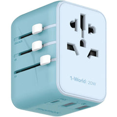 A Photo Of Momax 1-World 20W 3 Ports AC Travel Adapter - Versatile Charging for 150+ Countries