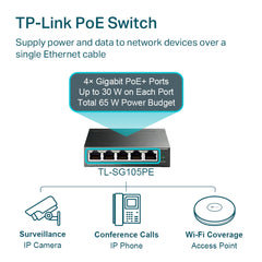 A Photo Of TP-Link TL-SG105PE 5-Port Gigabit Easy Smart Switch with 4-Port PoE+