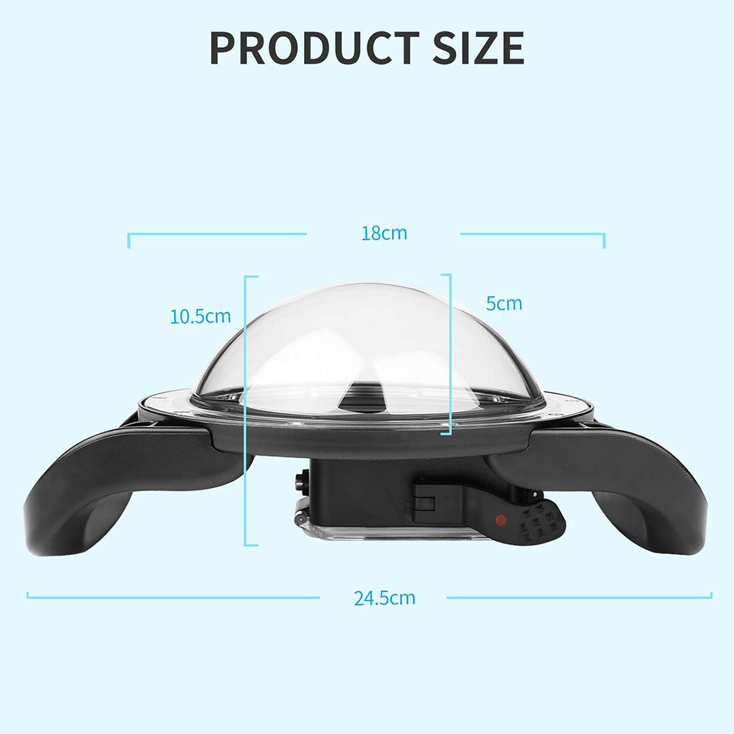 A Photo Of SHOOT Dome Port for GoPro Hero 13/12/11/10/9 Black – Waterproof Over Under Dome Housing with Dual Handle Stabilizer, Anti-Scratch Acrylic Lens, and Floating Grip for Underwater Photography & Video