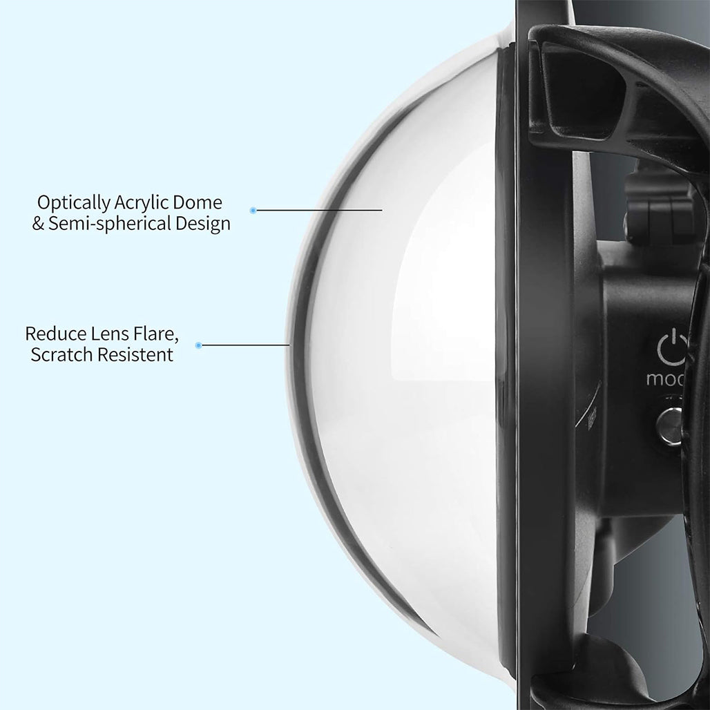 A Photo Of SHOOT Dome Port for GoPro Hero 13/12/11/10/9 Black – Waterproof Over Under Dome Housing with Dual Handle Stabilizer, Anti-Scratch Acrylic Lens, and Floating Grip for Underwater Photography & Video