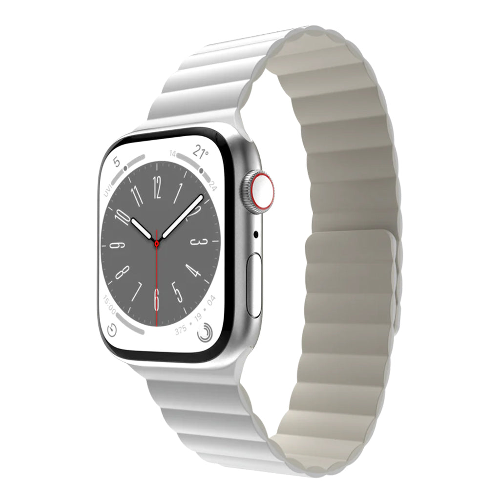 A Photo Of Mageasy SKIN Silicone Magnetic Apple Watch Band 44mm/45mm/49mm - White | Waterproof & Sweat-Resistant