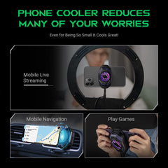 A Photo Of Black Shark FunCooler 3 Pro Phone Cooler for Gaming – Semiconductor Heatsink with Sleep Timer, RGB, Bluetooth APP Control – Compatible with iOS/Android (67mm-88mm Width)
