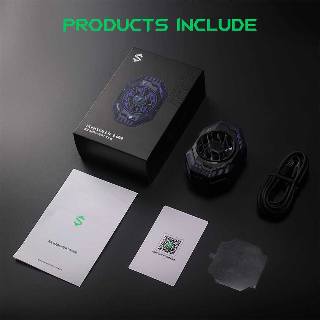 A Photo Of Black Shark FunCooler 3 Pro Phone Cooler for Gaming – Semiconductor Heatsink with Sleep Timer, RGB, Bluetooth APP Control – Compatible with iOS/Android (67mm-88mm Width)
