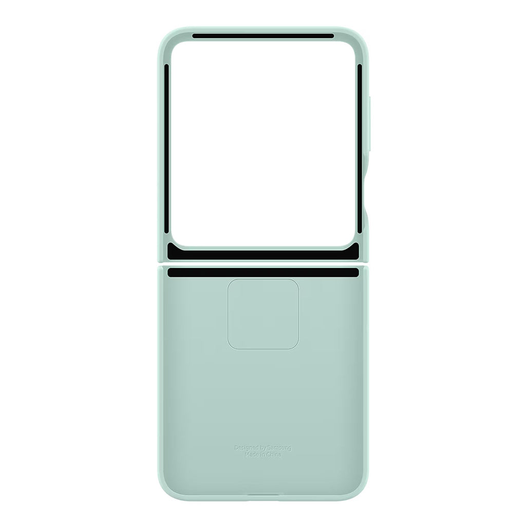A Photo Of Samsung Z Flip6 Silicone Case with Built-In Ring | Ultra-Slim, Non-Slip Grip, Sleek Design