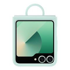 A Photo Of Samsung Z Flip6 Silicone Case with Built-In Ring | Ultra-Slim, Non-Slip Grip, Sleek Design