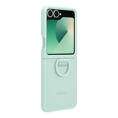 A Photo Of Samsung Z Flip6 Silicone Case with Built-In Ring | Ultra-Slim, Non-Slip Grip, Sleek Design