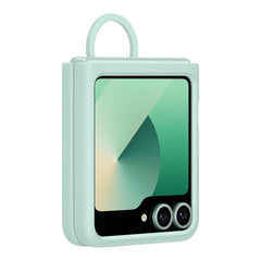 A Photo Of Samsung Z Flip6 Silicone Case with Built-In Ring | Ultra-Slim, Non-Slip Grip, Sleek Design