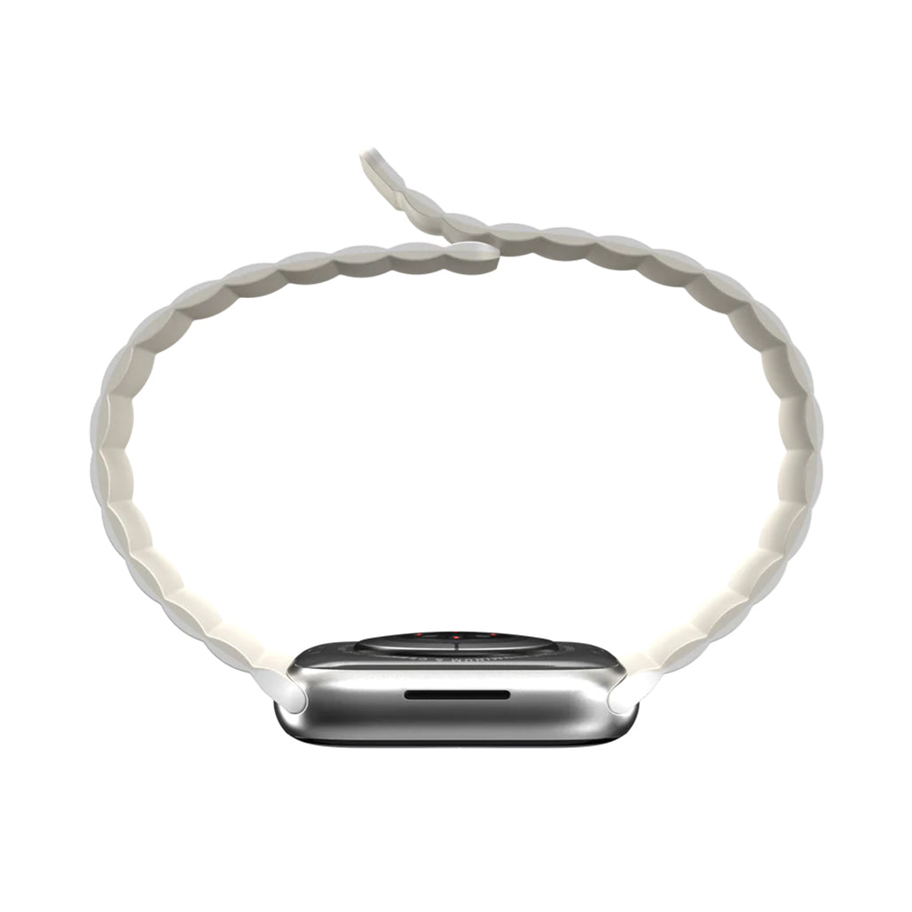 A Photo Of Mageasy SKIN Silicone Magnetic Apple Watch Band 44mm/45mm/49mm - White | Waterproof & Sweat-Resistant