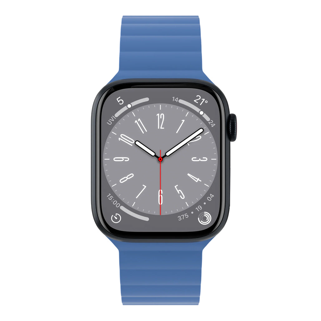 A Photo Of Mageasy SKIN Silicone Magnetic Apple Watch Band 44mm/45mm/49mm - Blue | Waterproof & Sweat-Resistant