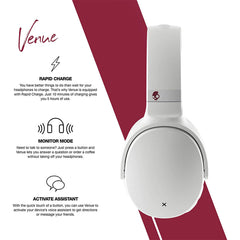 A Photo Of Skullcandy Venue Wireless ANC Over-Ear Headphones | White/Crimson