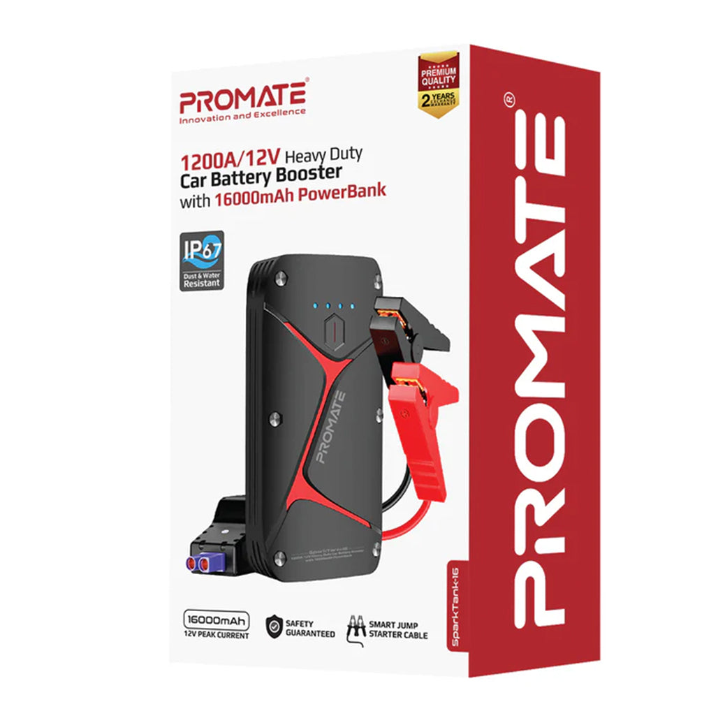 A Photo Of Promate 1200A/12V Heavy Duty Car Battery Booster with 16000mAh Power Bank