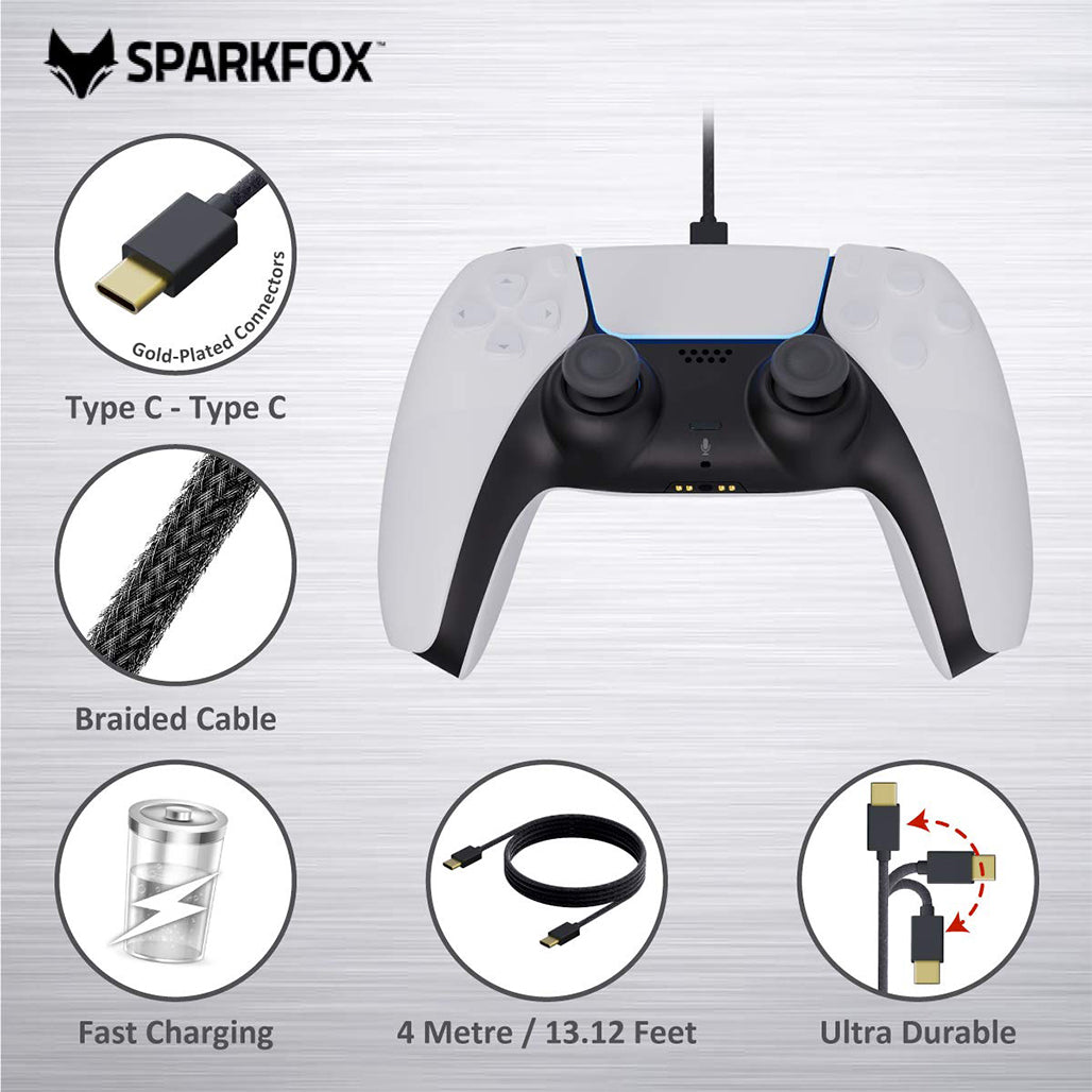 A Photo Of Sparkfox PlayStation 5 Premium Braided Data & Charge Cable (4 meters, Type-C to Type-C)