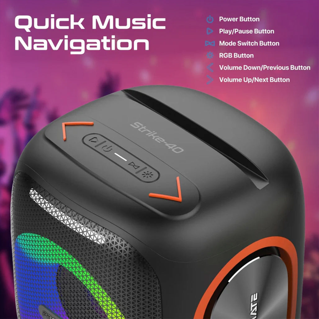 A Photo Of Promate Strike-40 - LumiSound™ HD 40W Portable Bluetooth Speaker